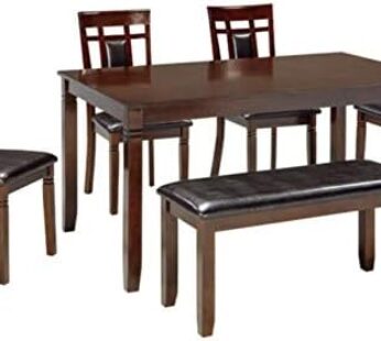 Signature Design by Ashley Bridson Modern 6 Piece Dining Set, Includes Dining Table, 4 Chairs & Bench, Gray