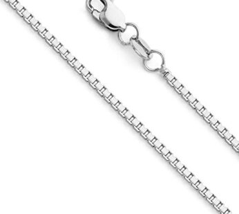 14k REAL Yellow OR White Gold Solid 1.3mm Box Chain Necklace with Lobster Claw Clasp Download Images  Configuration