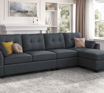 HONBAY Convertible Sectional Sofa L Shaped Couch Reversible Sectional for Small Apartment, Bluish Grey Download Images  Configuration