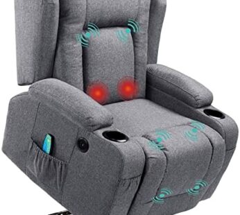 Best Choice Products Modern Linen Electric Power Lift Chair, Recliner Massage Chair, Adjustable Furniture for Back, Legs w/ 3 Positions, USB Port, Heat, Cupholders, Easy-to-Reach Button – Gray Download Images  Configuration