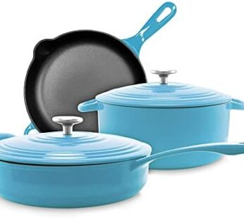 Chantal Enameled Cast Iron Cookware, 5 pc Set, Sea Blue Download Images  Configuration