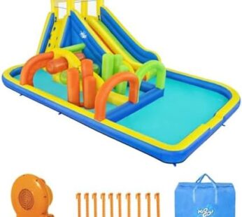 Bestway H2OGO! AquaRace Kids Inflatable Outdoor Water Park with Dual Slides, Built-in Sprayer, Splash Pool, Storage Bag, & Air Blower for Quick Setup Download Images  Configuration