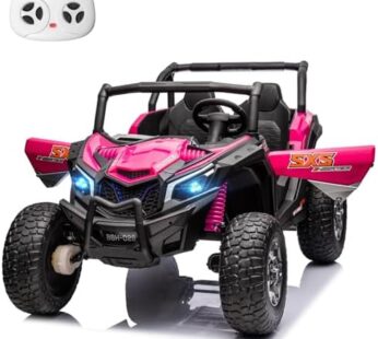 24V 2 Seater Kids Ride on Car XXXL, 4WD Off-Road UTV with Remote Control 5mph Bluetooth Battery Powered Electric Car Side by Side, 14.6″ All-Terrain EVA Wheels Spring Suspension-Rosy Download Images  Configuration